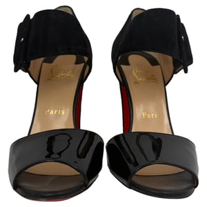 Christian Louboutin Trezotro Buckle-Strap Sandals in Black Suede