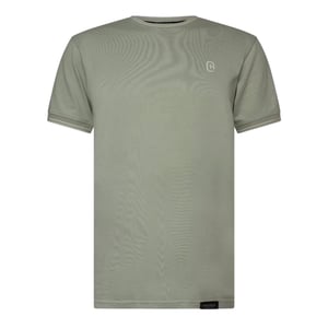 Crosshatch Heren-T-shirt van Preece met contrasterende strepen (Lichte Olijf)