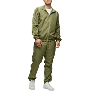 Lacoste Trainingspak met trechterhals en logo voor heren (Kaki Groen)