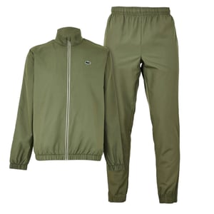 Lacoste Trainingspak met trechterhals en logo voor heren (Kaki Groen)