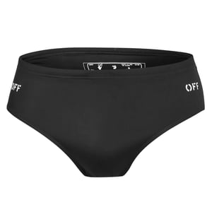 Off White Herenzwembroek met Arrow-logo, reguliere pasvorm (Zwart, Wit)