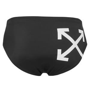 Off White Herenzwembroek met Arrow-logo, reguliere pasvorm (Zwart, Wit)