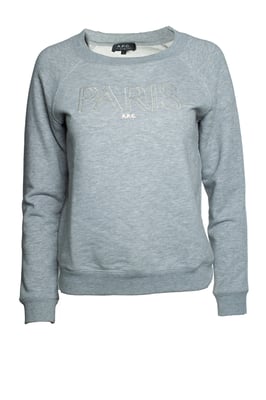 A.P.C., Grå rundhalsad tröja med PARIS-tryck