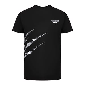 Short Sleeve Round Neck Scratch Logo T-shirt in Dark Grey