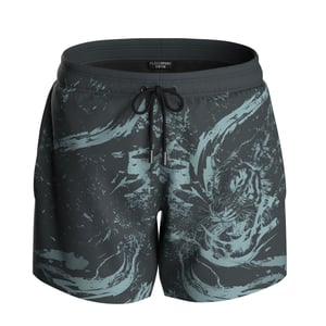 Water Tiger Logo Swim Shorts in Charcoal