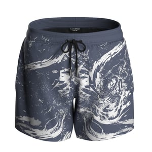 Water Tiger Logo Swim Shorts in Grey