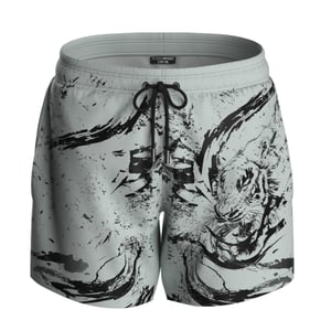 Water Tiger Logo Boardshort Swim Shorts in Light Grey