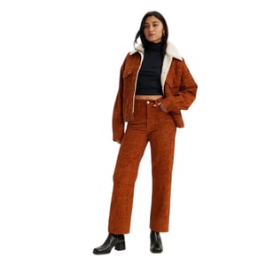 Levis Raka byxor i ribbad corduroy med djurmönster för kvinnor/damer (Pepparkakor)