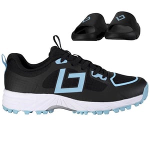 Brabo Tribute black/l. blue + slides hockeyschoenen veld jongens -