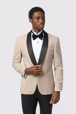 Long Sleeve Skinny Suit Jacket in Stone