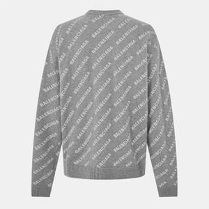 Men's Balenciaga All Over Logo Sweater in Heather Grey