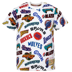 Mitchell & Ness All Over Western Team Logo Mens White T-Shirt