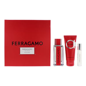 Salvatore Ferragamo Red Leather EDP 100ml, 10ml + Shower Gel 100ml Gift Set for Him