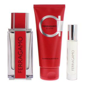 Salvatore Ferragamo Red Leather EDP 100ml, 10ml + Shower Gel 100ml Gift Set for Him