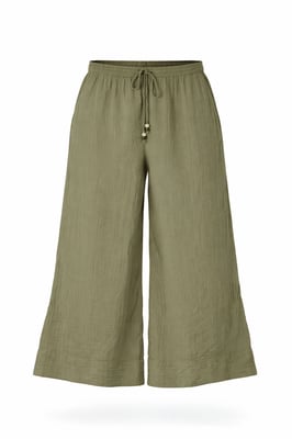 Per Una Khaki Crinkle Texture Wide Leg Culottes