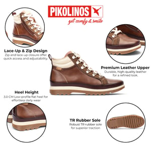 Pikolinos Dames bruine leren sneakers winterveterlaarzen - Vigo