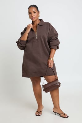 Plus Denim Zip Up Shift Dress