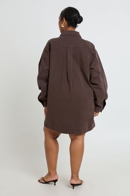 Plus Denim Zip Up Shift Dress