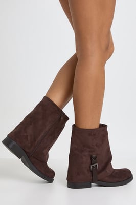 Buckle Detail Foldover Ankle Boots
