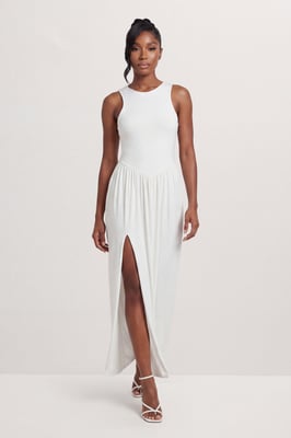 Double Layer Dropped Waist Maxi Dress