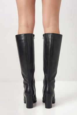 Almond Toe High Block Heel Knee Boots