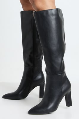 Wide Fit Knee High Block Heel Boots