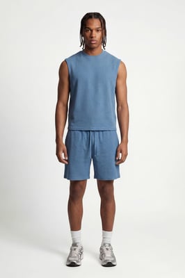 Boxy Waffle Drop Shoulder Tank & Baggy Shorts Set