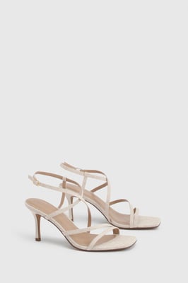 Linen Strappy Crossover High Heels