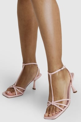 Wide Fit Knot Detail T Bar Strappy Heels