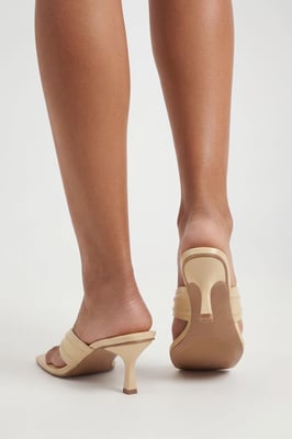 Wide Fit Ruched Toe Post Heeled Mules