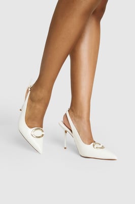Hardware Detail Slingback High Stiletto Court Heels