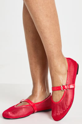 Mesh Mary Jane Ballet Flats