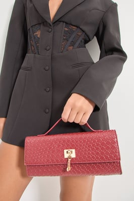 Faux Leather Woven Grab Bag