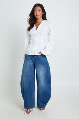 Cotton Poplin Button Down Blouse