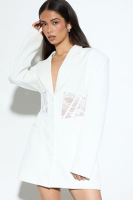 Lace Inserted Corset Blazer Dress
