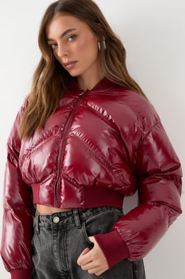Premium High Shine Cropped Puffer Coat