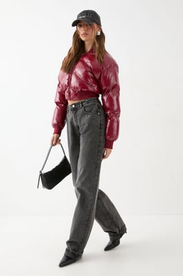 Premium High Shine Cropped Puffer Coat