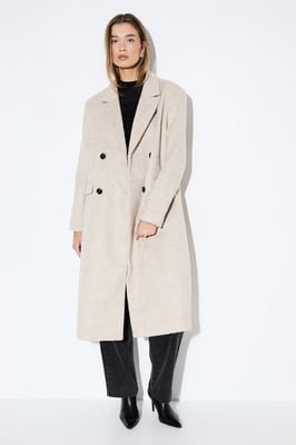Wool Look Structured Shoulder Coat