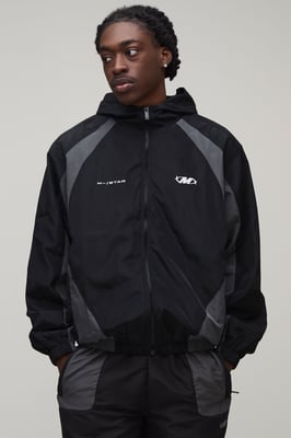 Boxy Fit Colour Block M Star Hooded Jacket