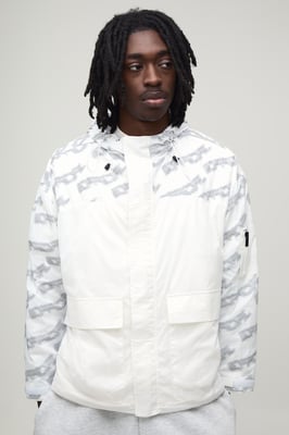 Oversized Boxy Reflective Printed Hooded Cagoule