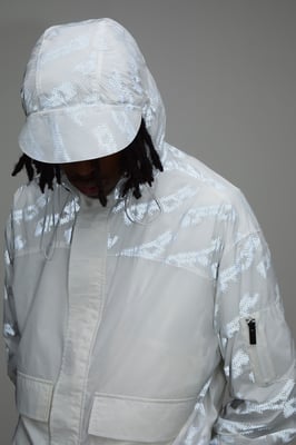 Oversized Boxy Reflective Printed Hooded Cagoule