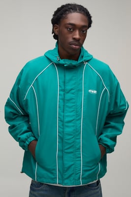 Regular Fit Piping Hooded Cagoule