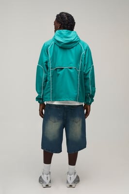 Regular Fit Piping Hooded Cagoule