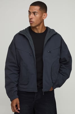 Boxy Fit Hooded Reversible Check Cagoule