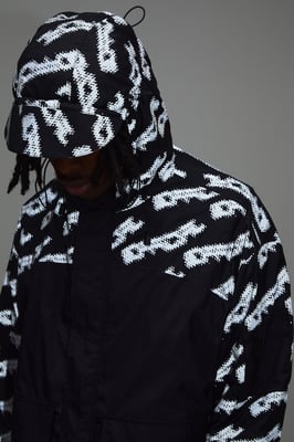 Oversized Boxy Reflective Printed Hooded Cagoule
