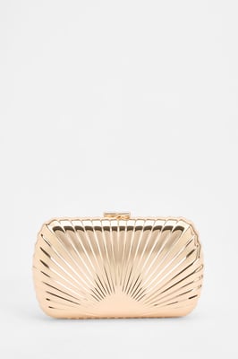 Gold Embossed Hard Shell Clutch Bag