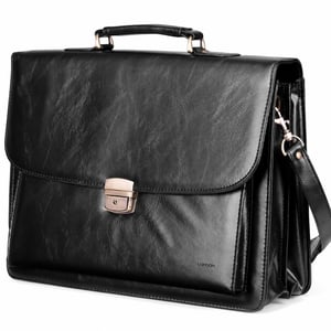 Men’s 14-Inch Laptop Executive Briefcase, Business Shoulder Bag in Black