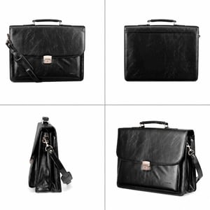 Men’s 14-Inch Laptop Executive Briefcase, Business Shoulder Bag in Black
