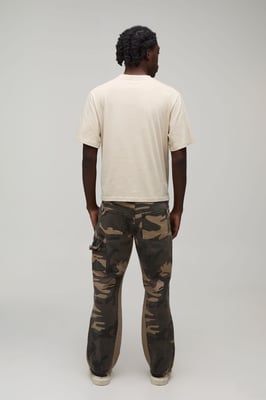 Camo Slim Flared Paint Splatter Gusset Carpenter Jeans