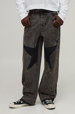 Star Patchwork Relaxed Fit Jeans